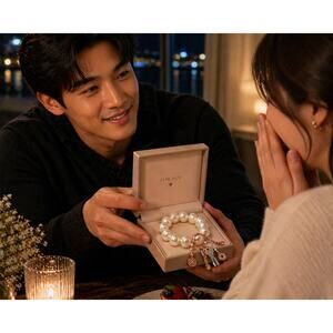 Handmade Pearl Key Ring Bracelet Wristlet Purse Charm Rose Gold